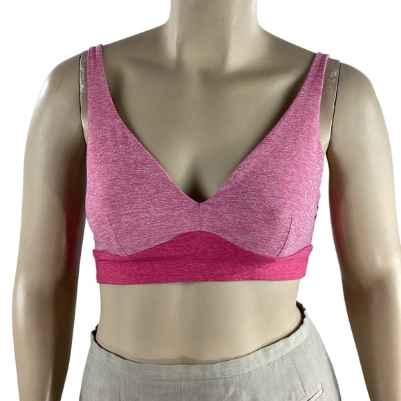 Outdoor Voices Plunge Sports Bra Pink Colorblock Large - Picture 1 of 6